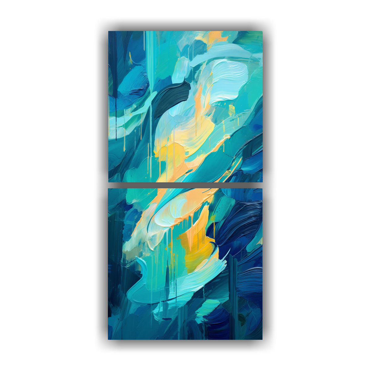 PINTURA DECORATIVA SOLARPUNK AZUL ABSTRACTA DE 80X160 CM - 1