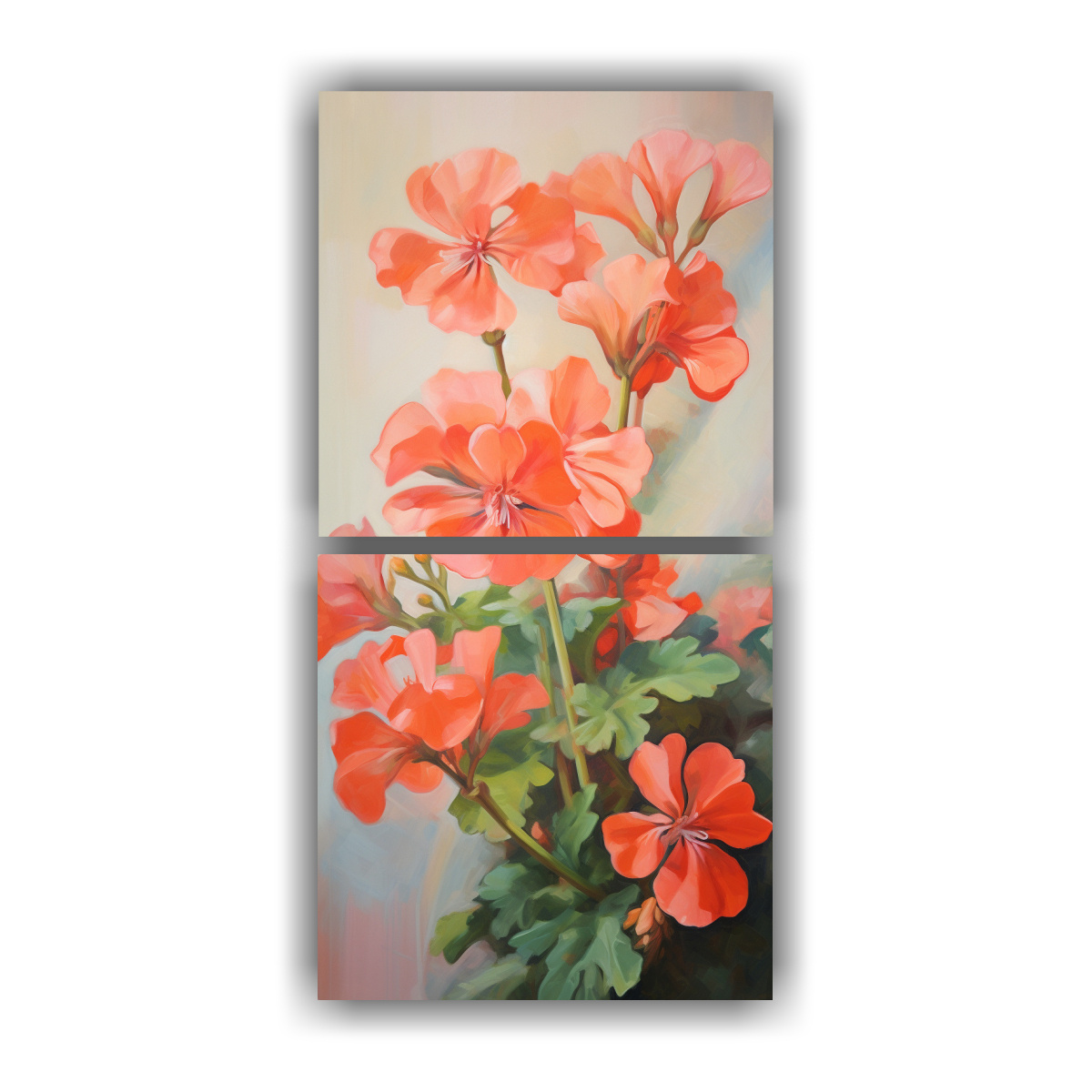 CUADRO ABSTRACTO DE FLORES GERANIO LÍNEA FINA EN 70X140 CM - 1
