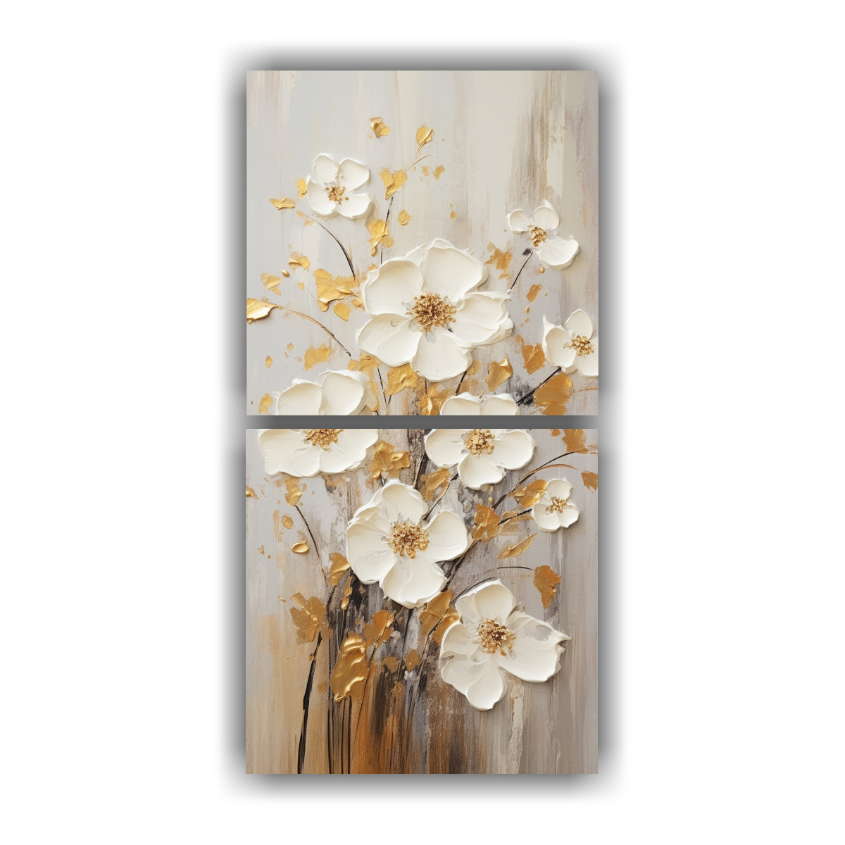 PINTURA EN LIENZO MODERNA A WHITE AND GOLD COLORS 20X40 CM - 1
