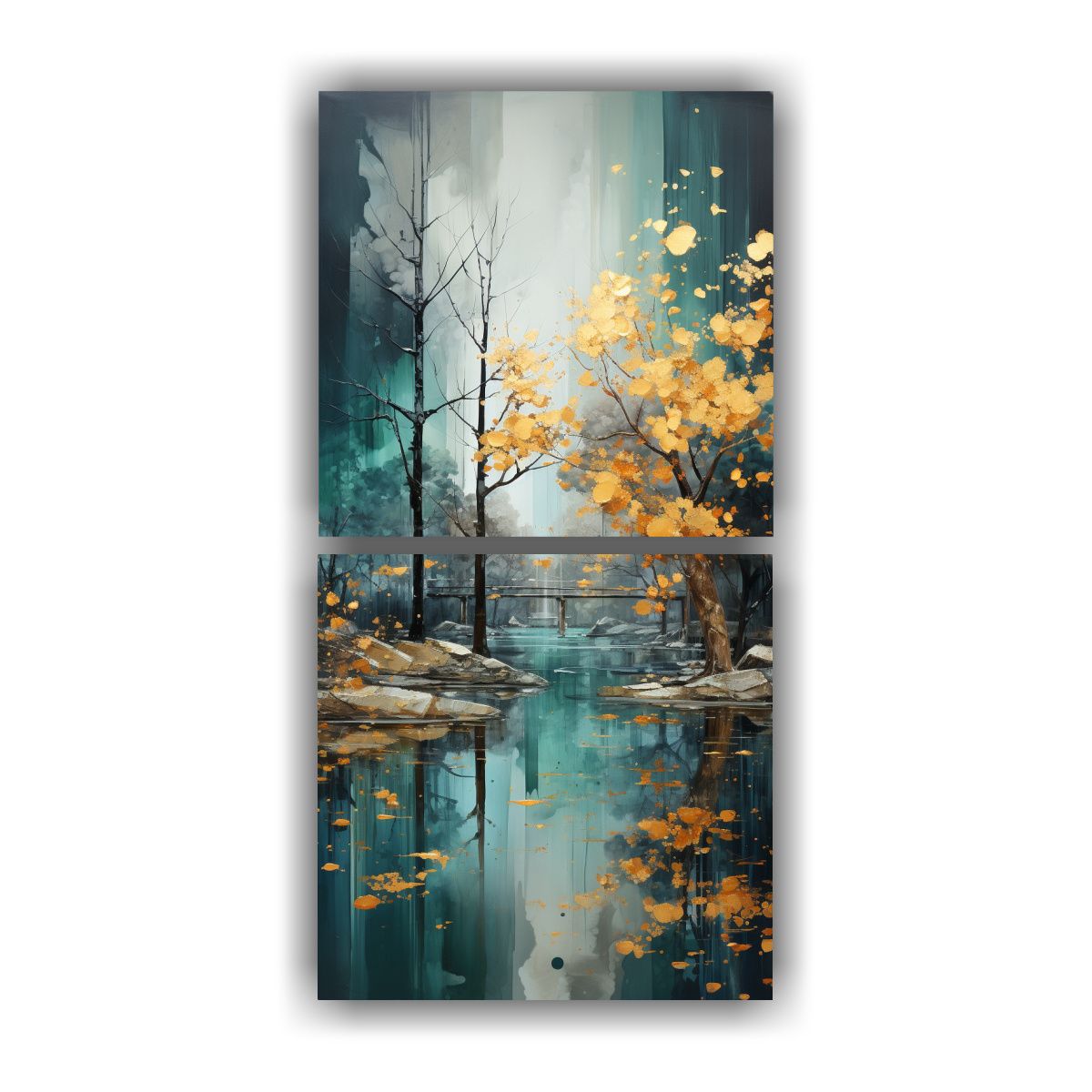 ARTE DE PARED IMPRESO ELEGANCIA ÁRBOL EN PLATA Y 60X120 CM - 1