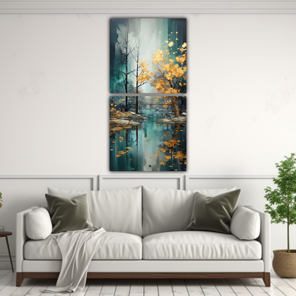 ARTE DE PARED IMPRESO ELEGANCIA ÁRBOL EN PLATA Y 60X120 CM - 2