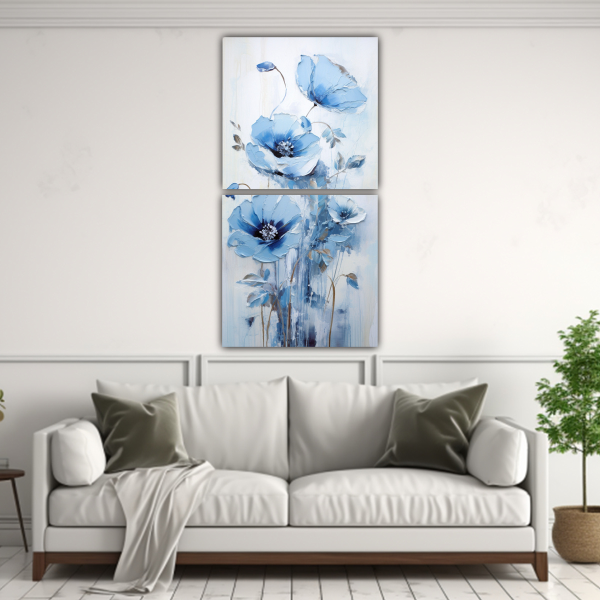 PINTURA EN LIENZO FORMACIÓN VERTICAL FLORES 40X80 CM - 2