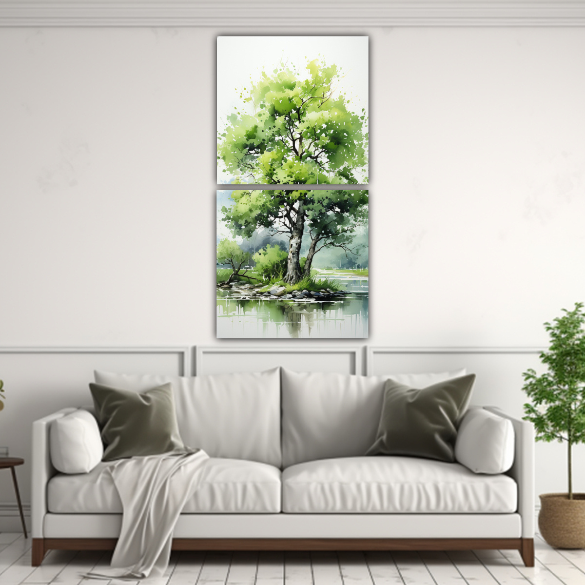 CUADRO VANGUARDIA FANTASIA OLIVO VERDE Y BLANCO 50X100 CM - 2