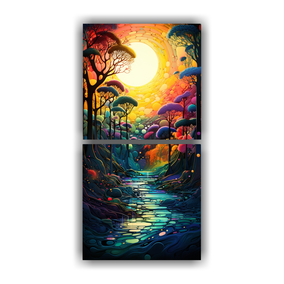 PINTURA DECORATIVA ABSTRACTA DE UN BOSQUE 30X60 CM - 1