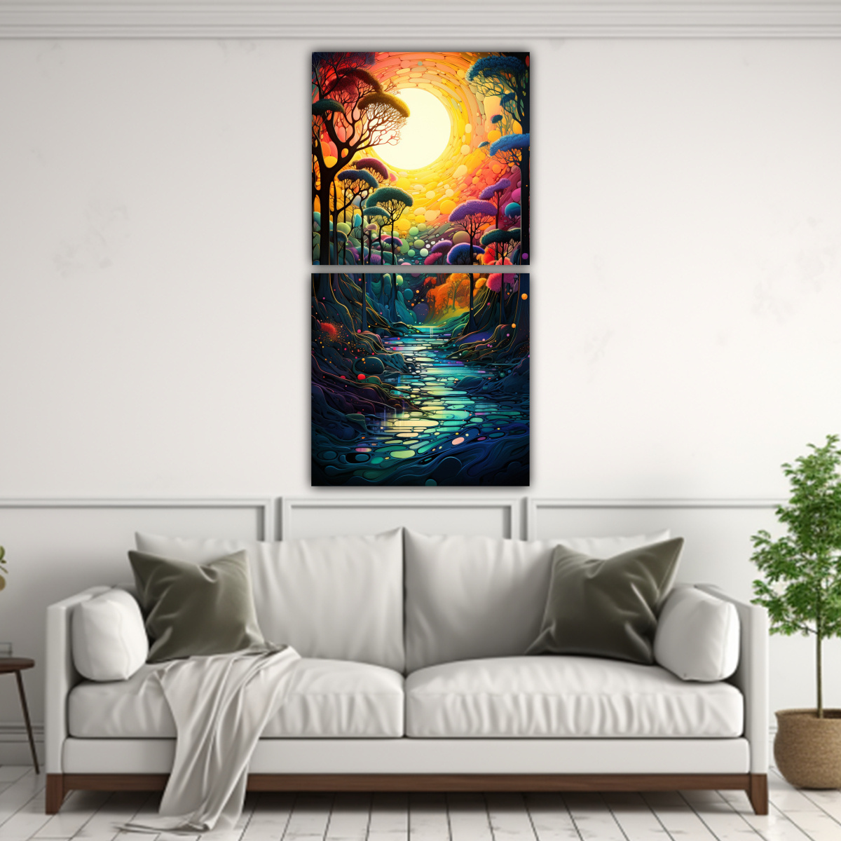 PINTURA DECORATIVA ABSTRACTA DE UN BOSQUE 30X60 CM - 2