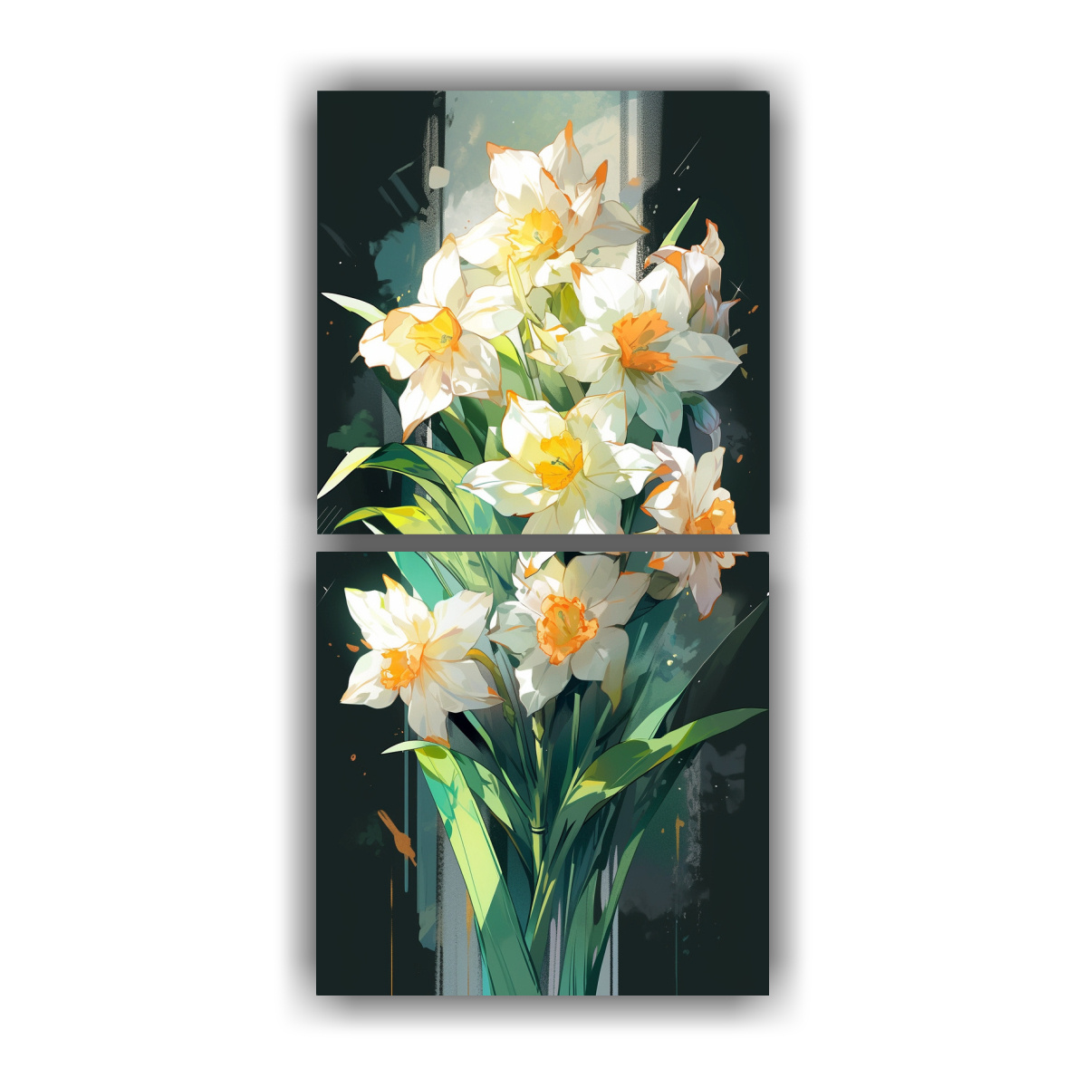 DOS CUADROS DECORACIÓN PARA COCINA CON FLORES 60X120 CM - 1
