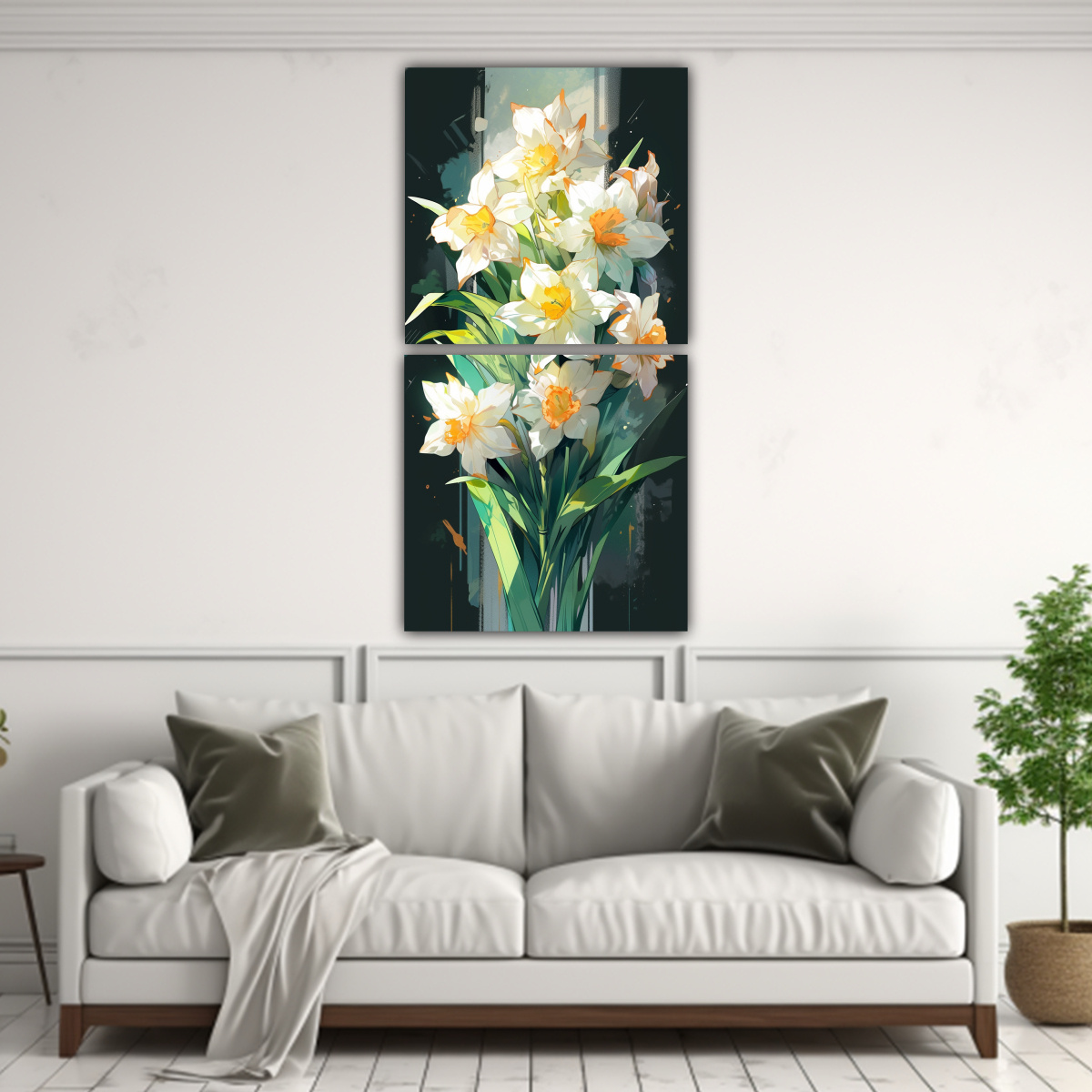 DOS CUADROS DECORACIÓN PARA COCINA CON FLORES 60X120 CM - 2