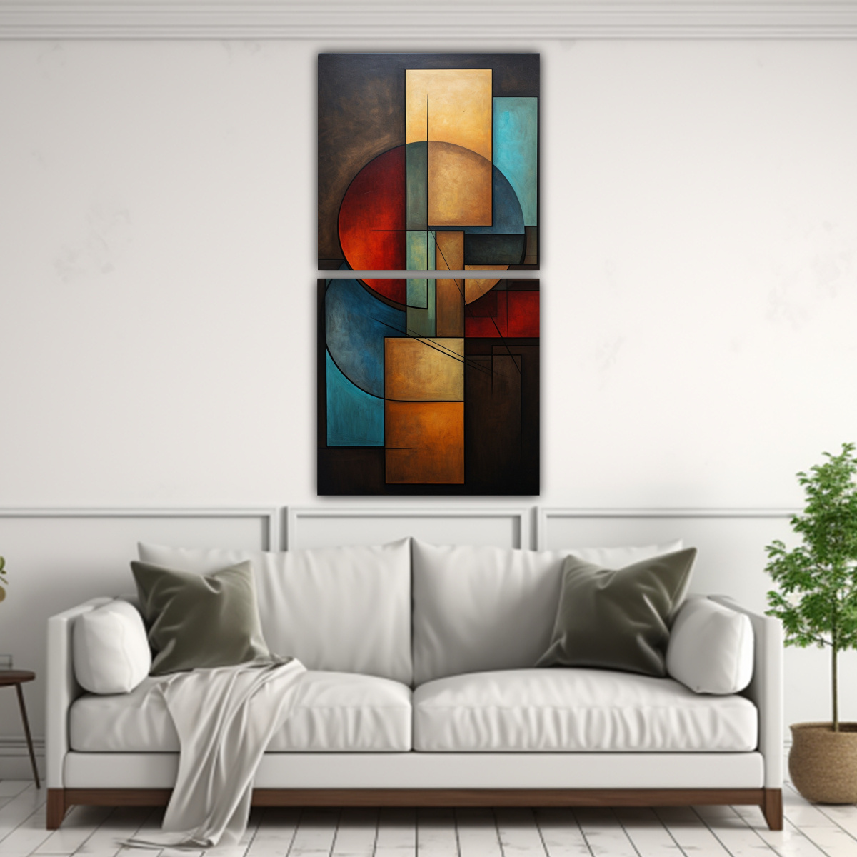 CUADRO ABSTRACTO GEOMÉTRICO DE COLORES 50X100 CM - 2