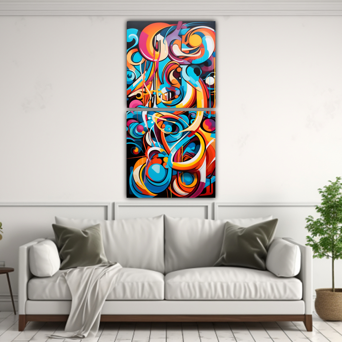 PINTURA ABSTRACTA EN LIENZO ESTILO GALERÍA 70X140 CM - 2