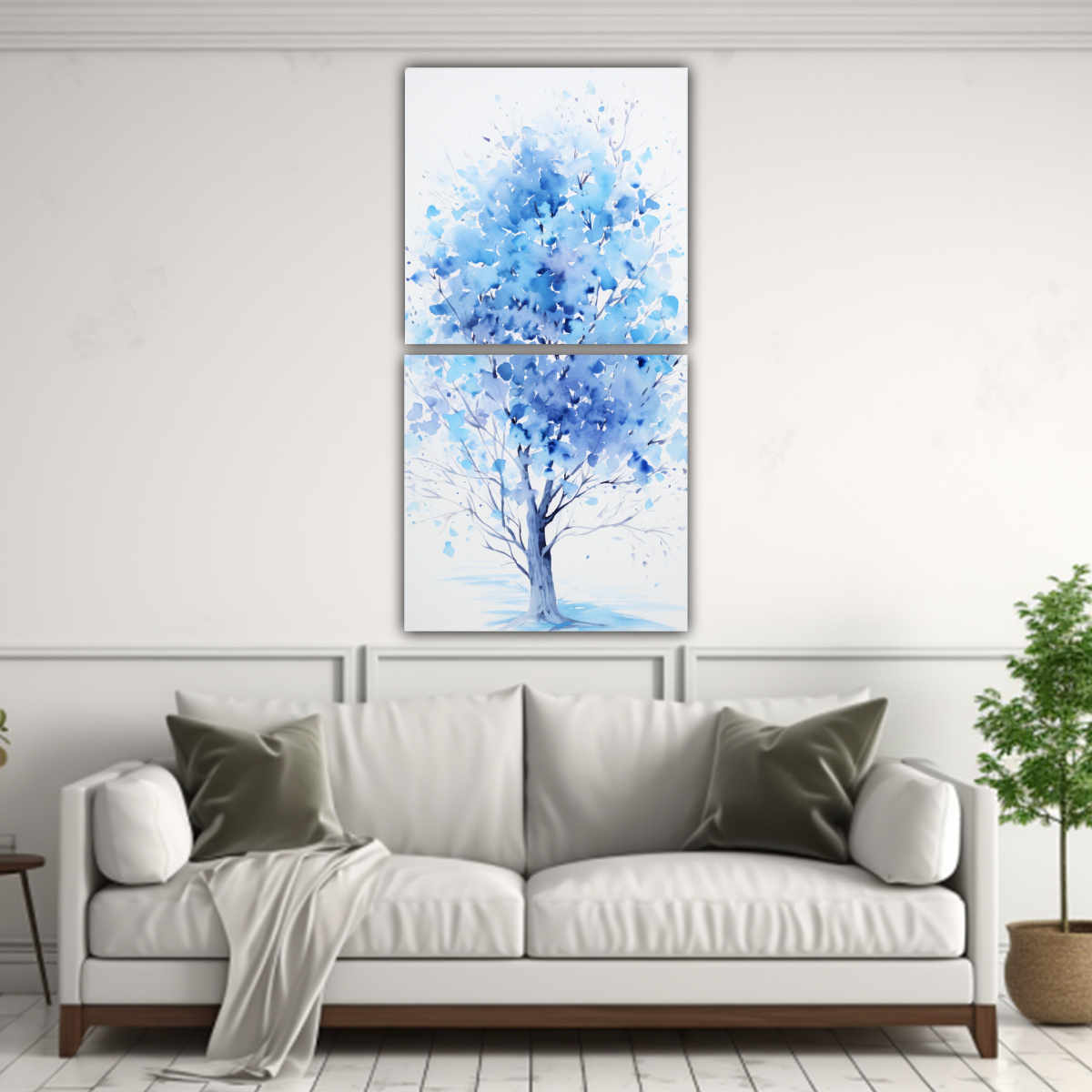 DÍPTICO ABSTRACTO DE ÁRBOL DE ACACIA EN COLORES 20X40 CM - 2