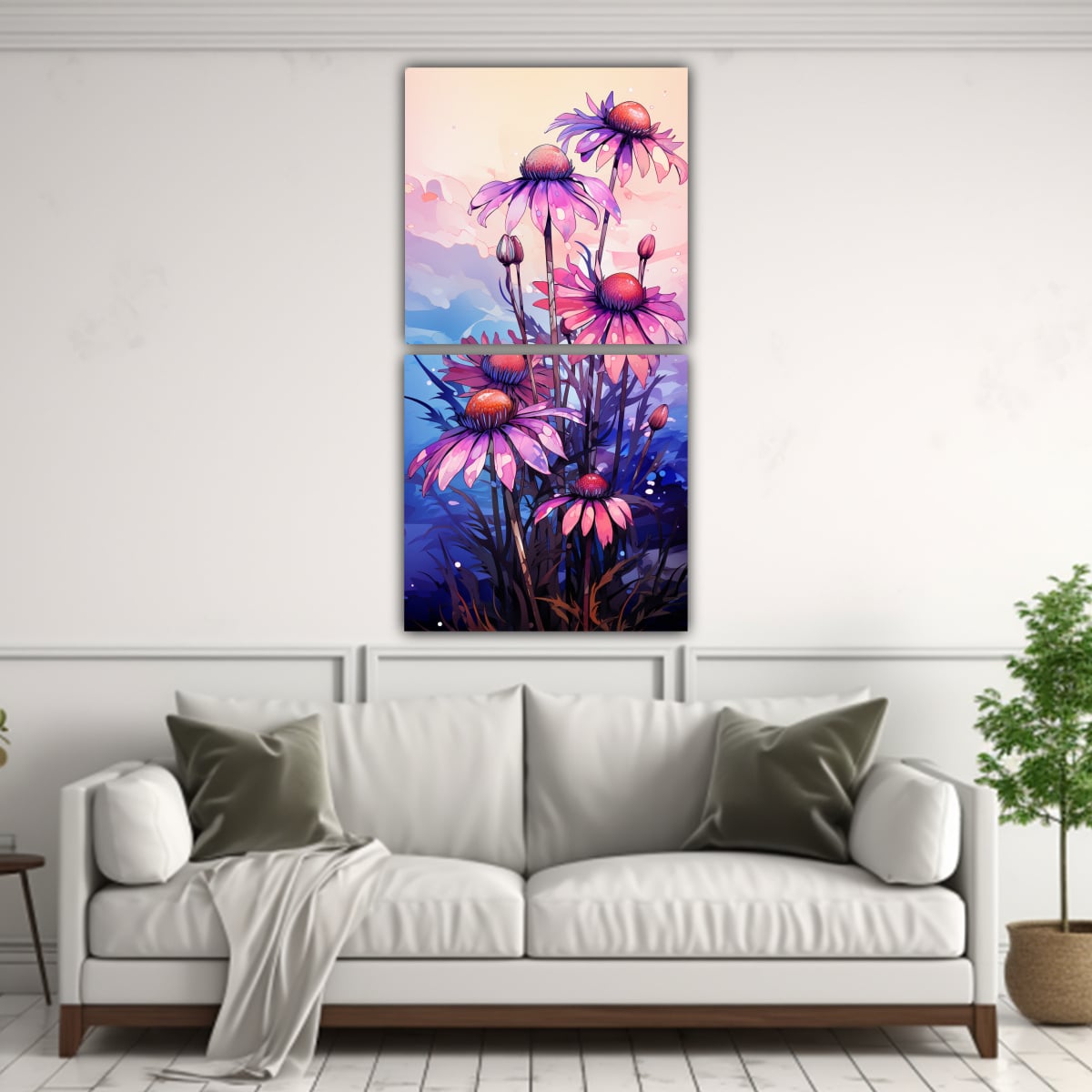 PINTURAS DECORATIVAS PARA SALA CON LÍNEAS FINAS, 60X120 CM - 2