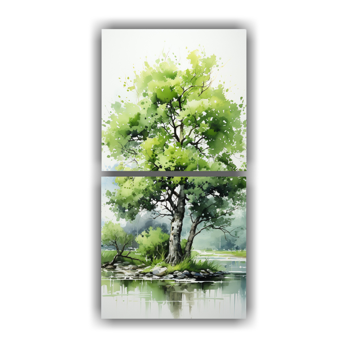 CUADRO VANGUARDIA FANTASIA OLIVO VERDE Y BLANCO 80X160 CM - 1