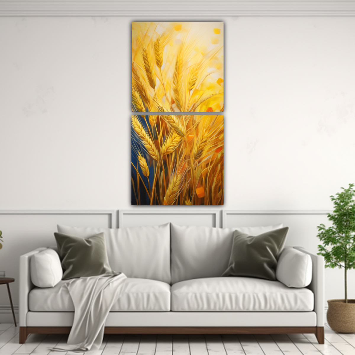 PINTURA ABSTRACTA DE GRANOS DE CEBADA EN ACEITE 30X60 CM - 2