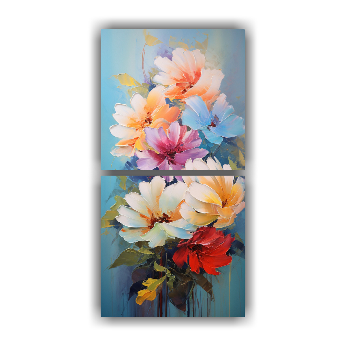 PINTURA EN LIENZO CON FLORES VIBRANTES PARA 70X140 CM - 1