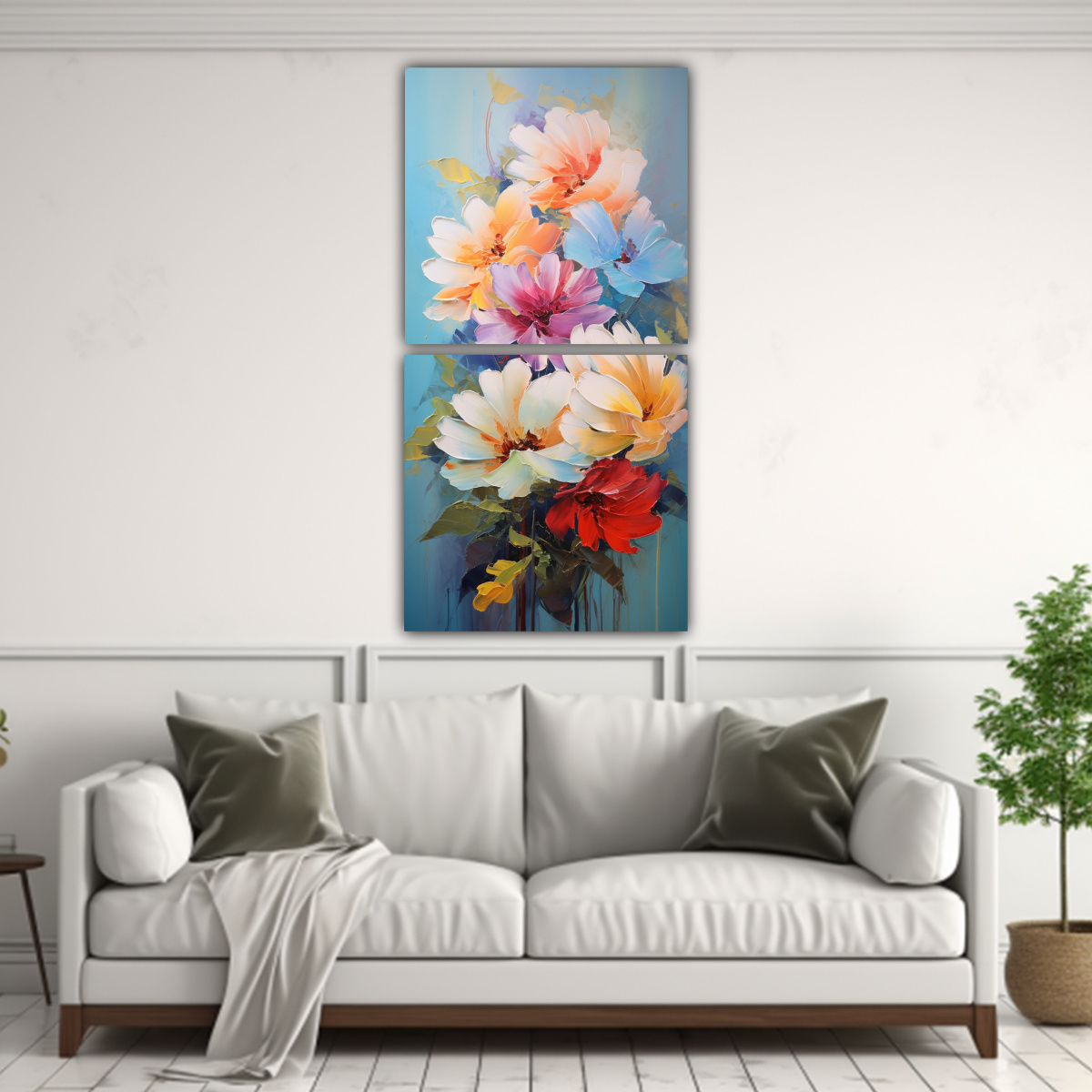 PINTURA EN LIENZO CON FLORES VIBRANTES PARA 70X140 CM - 2