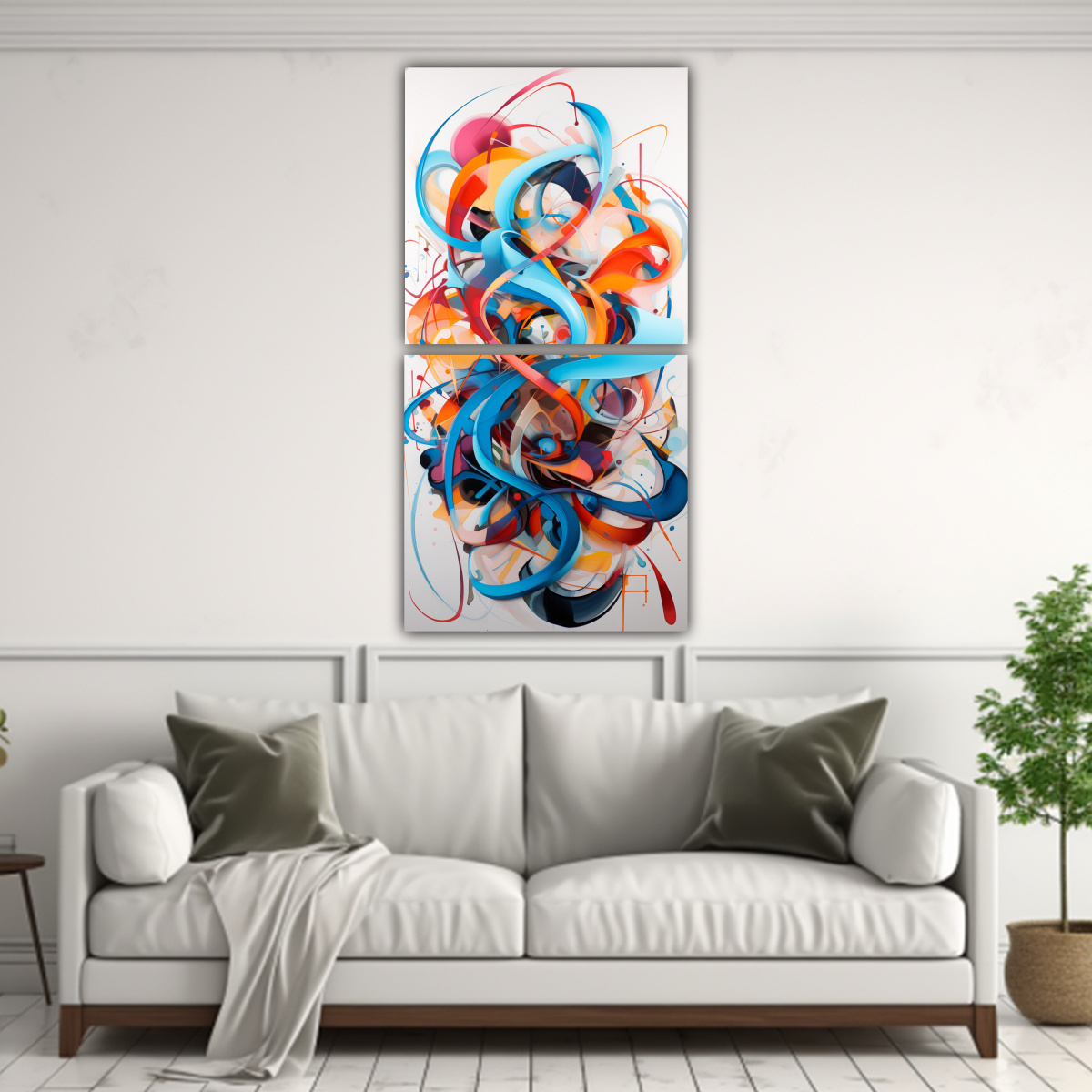 PINTURAS DECORATIVAS DE FUSIÓN ABSTRACTA DE 60X120 CM - 2