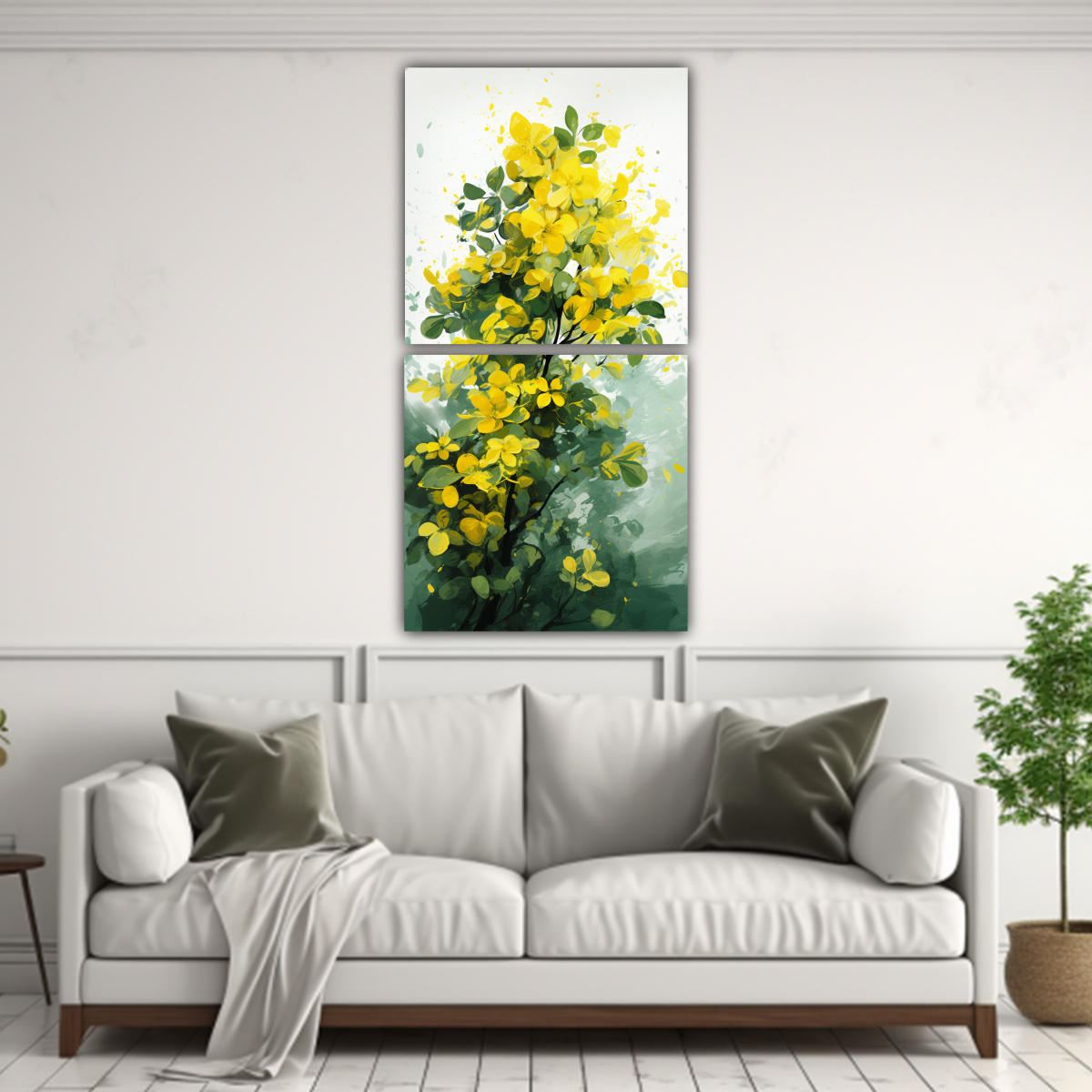 2 PINTURAS ALTA CALIDAD RIQUEZA VISUAL ÁRBOL DE 60X120 CM - 2