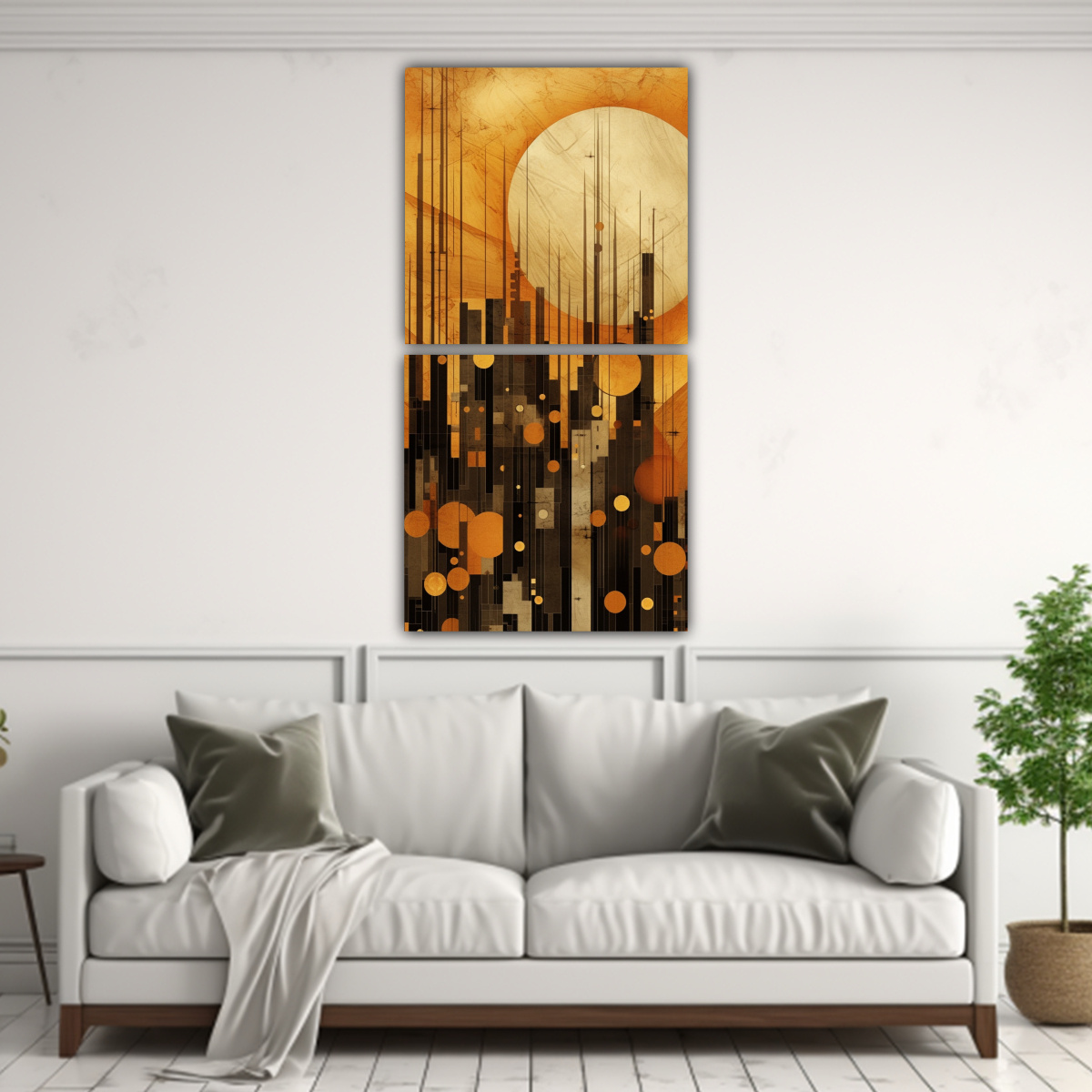 CUADRO FLORAL ABSTRACTO MINIMALISTA CON 80X160 CM - 2