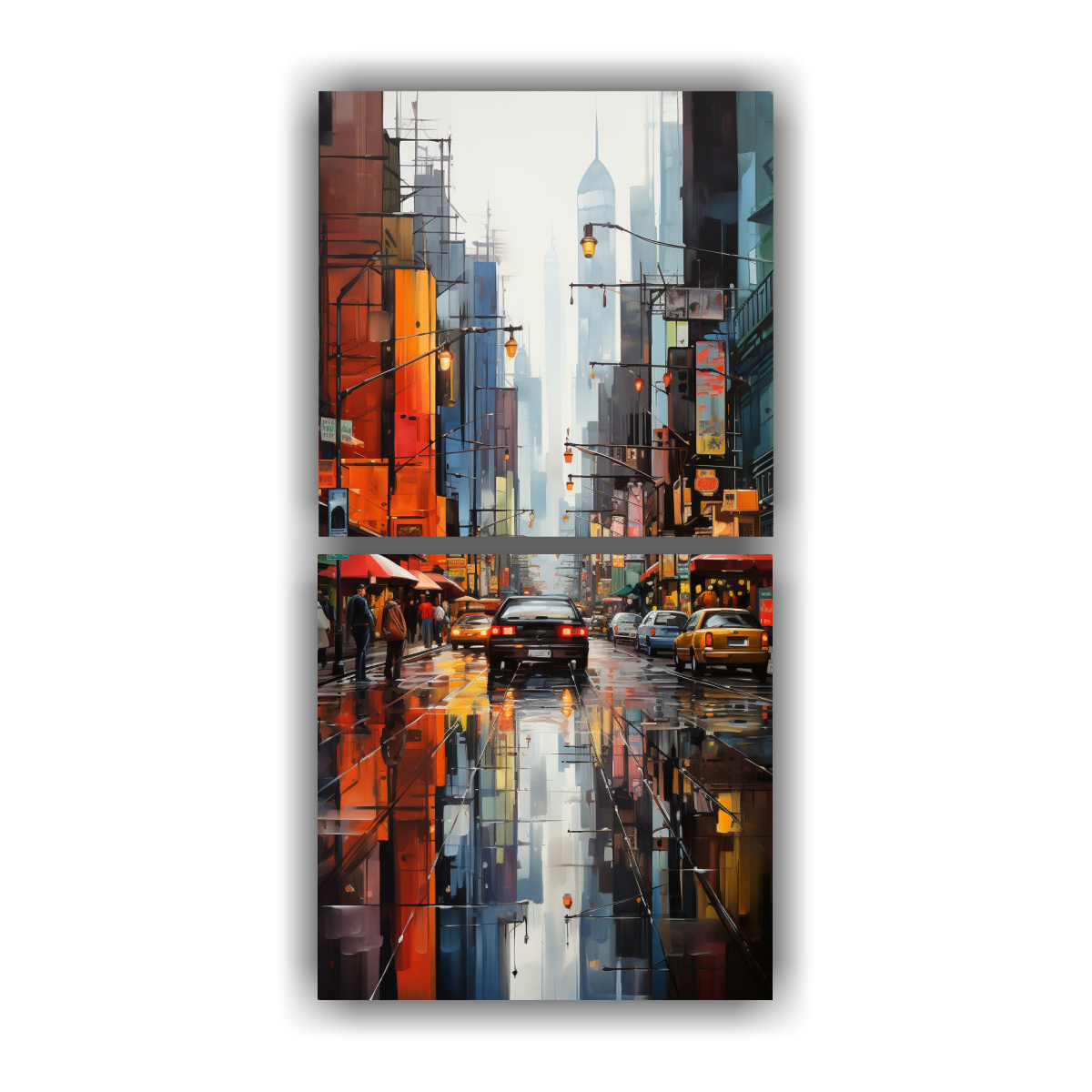 PINTURA SURREALISTA DE UNA CIUDAD FRAGMENTADA CON 50X100 CM - 1