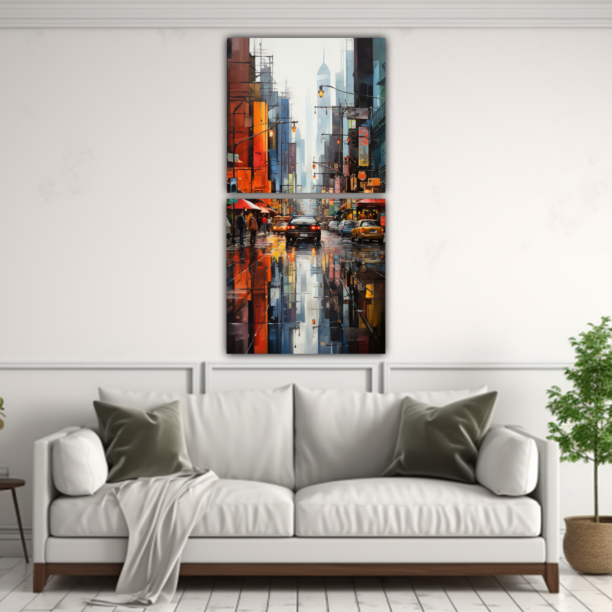 PINTURA SURREALISTA DE UNA CIUDAD FRAGMENTADA CON 50X100 CM - 2
