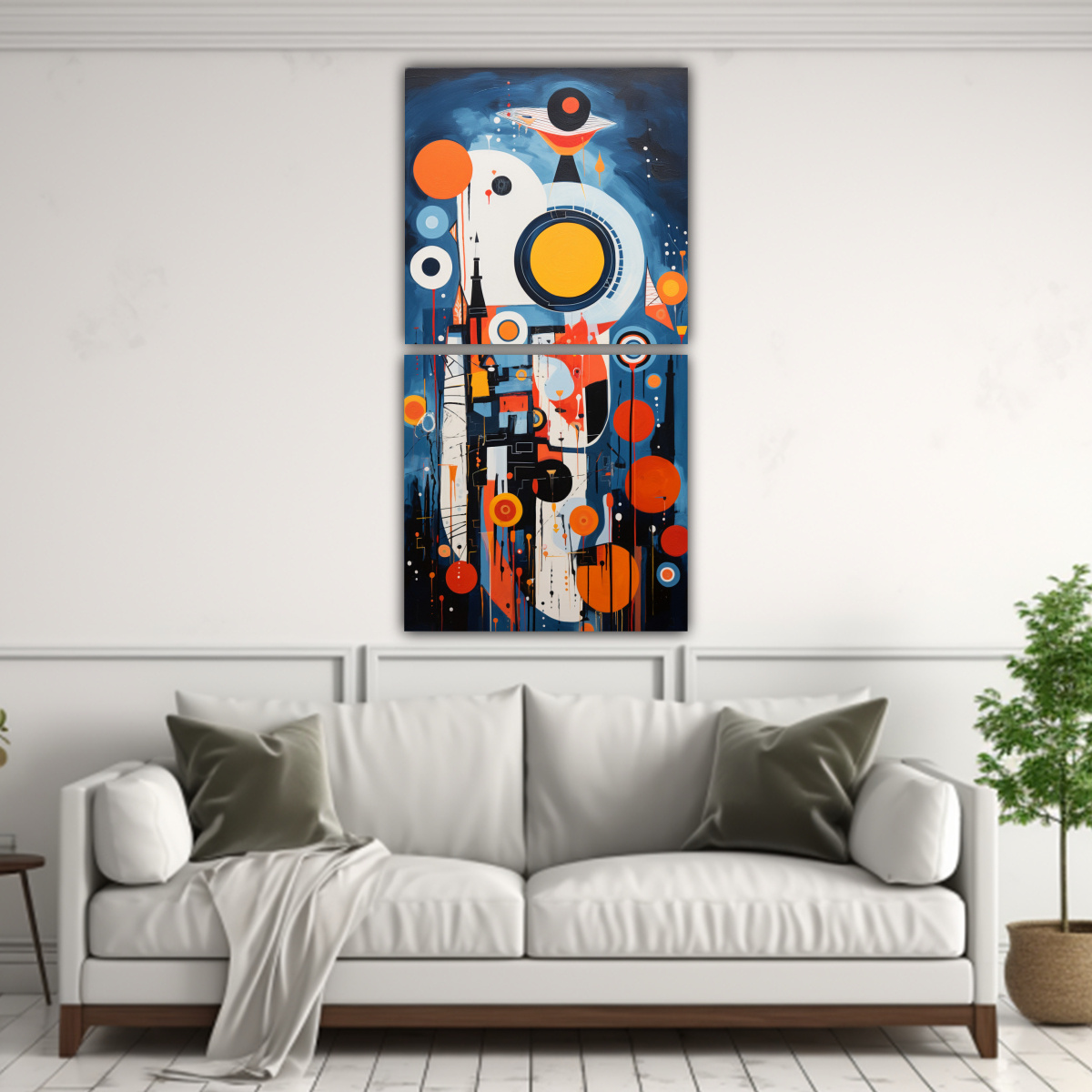 PINTURA TACHISMO ESTILO ESCANDINAVO. 40X80 CM - 2