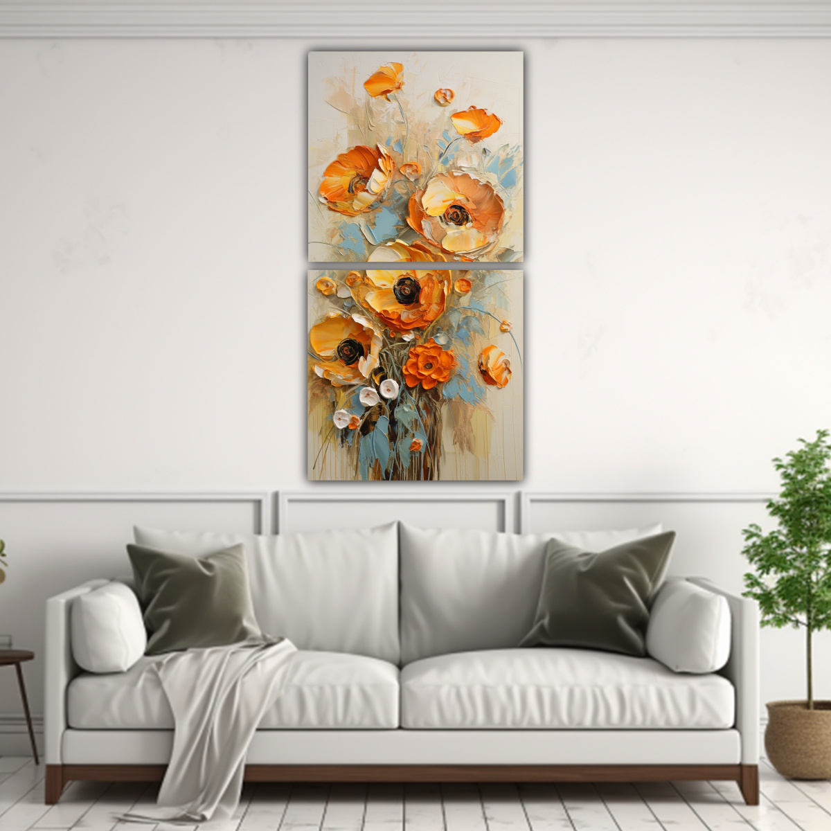 PINTURA CREATIVA DE ADORNO CON FLORES EN COLORES 70X140 CM - 2