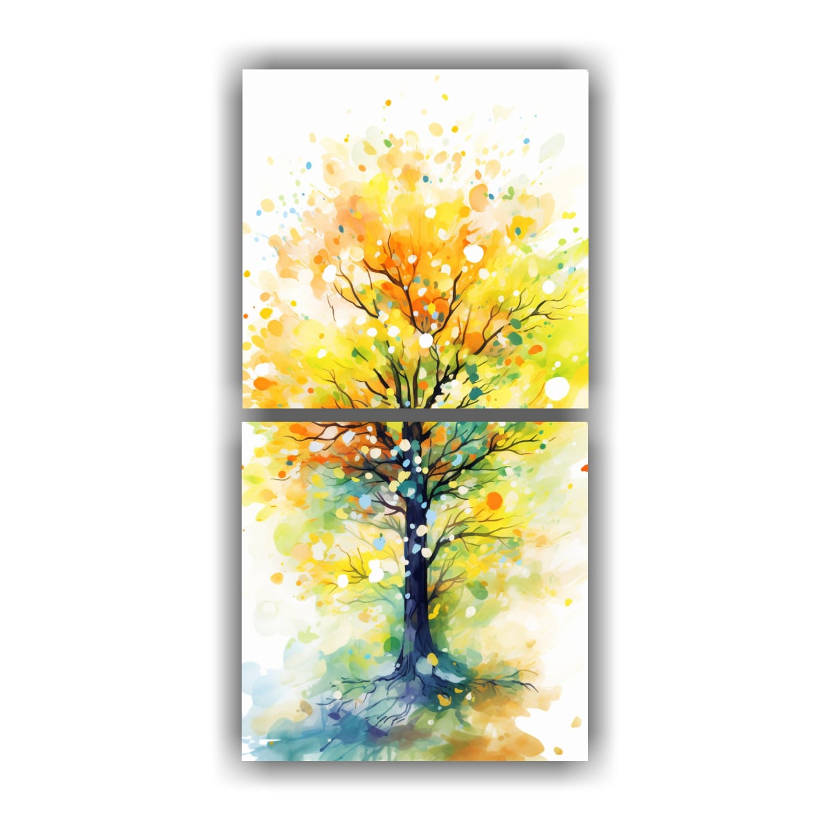 CUADROS CALIDOS CON MOTIVO DE UN ROBLE EN COLORES 60X120 CM - 1