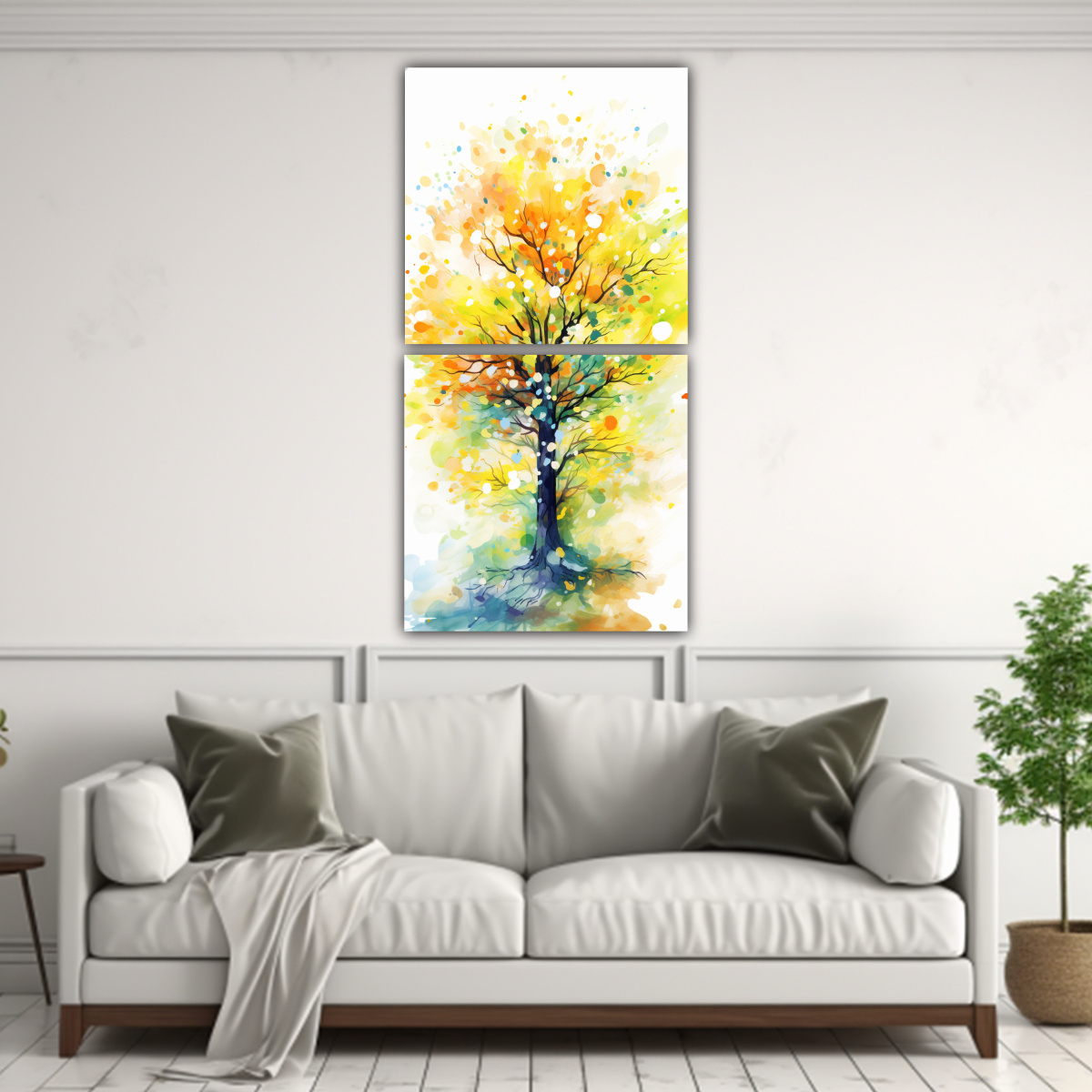 CUADROS CALIDOS CON MOTIVO DE UN ROBLE EN COLORES 60X120 CM - 2