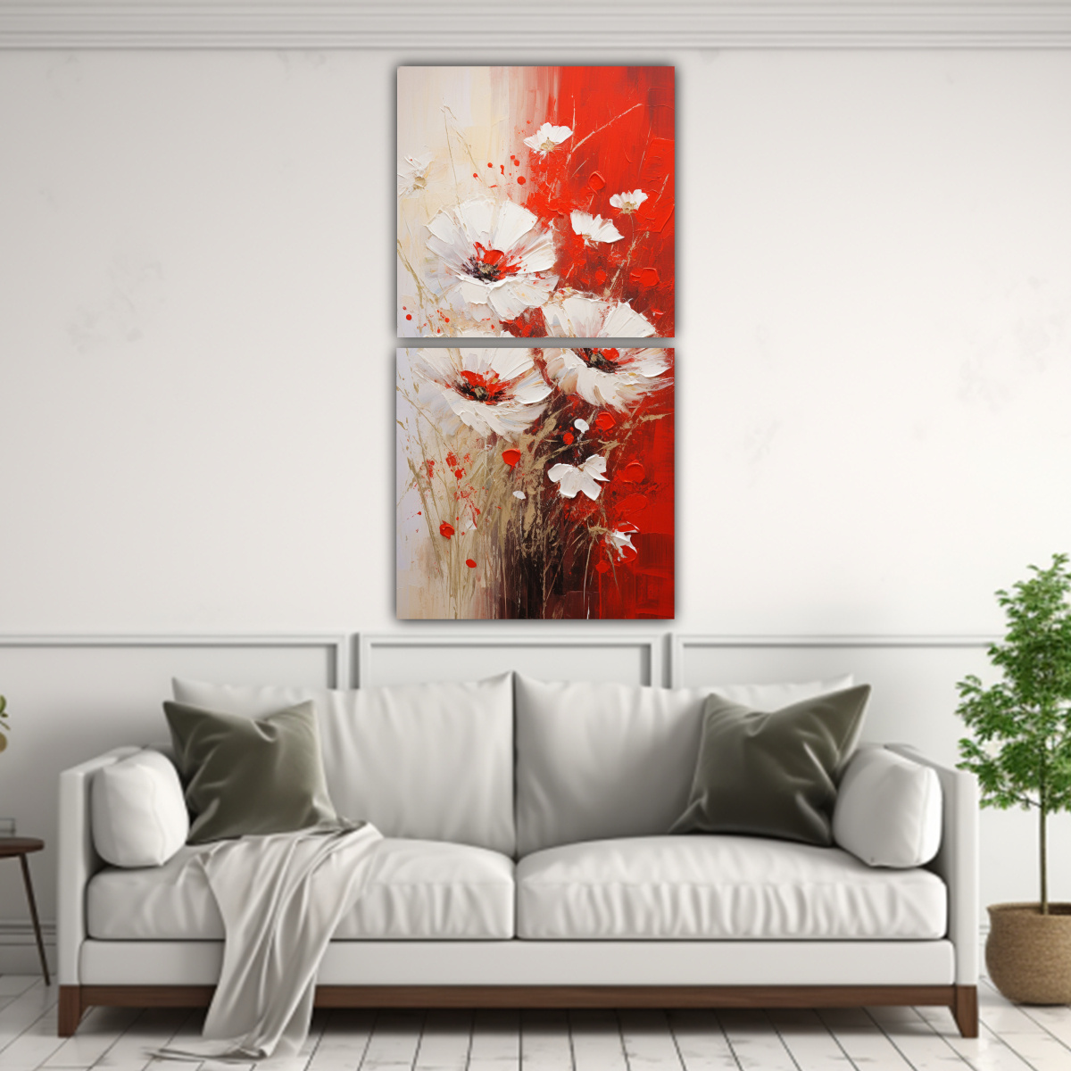 DOS ARTES CUADRO PARA COMEDOR: PINTURA DE FLORES 30X60 CM - 2