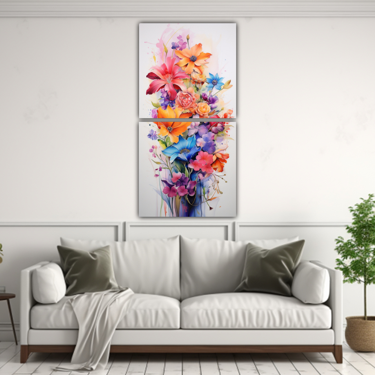CUADROS DECORATIVOS DE ACUARELAS ABSTRACTAS CON 40X80 CM - 2