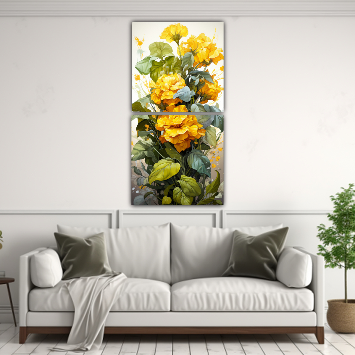 PINTURAS DECORATIVAS DOS CUADROS TONOS VISIÓN DE 40X80 CM - 2