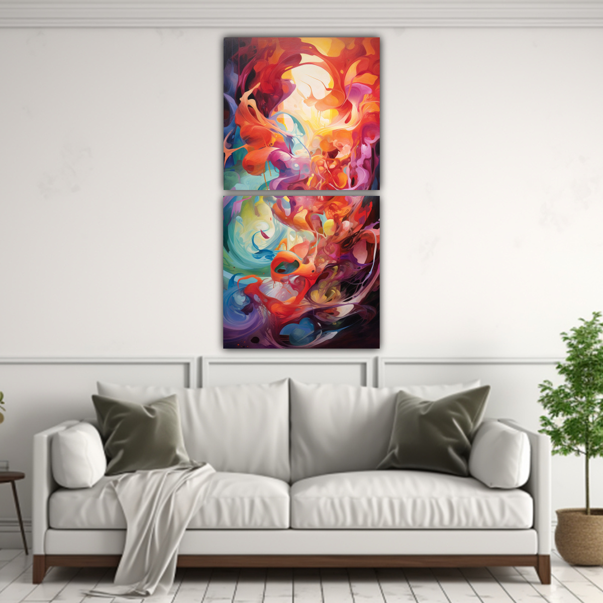 PINTURAS ACUARELA MINIMALISTA DANZA SURREALISTA 40X80 CM - 2