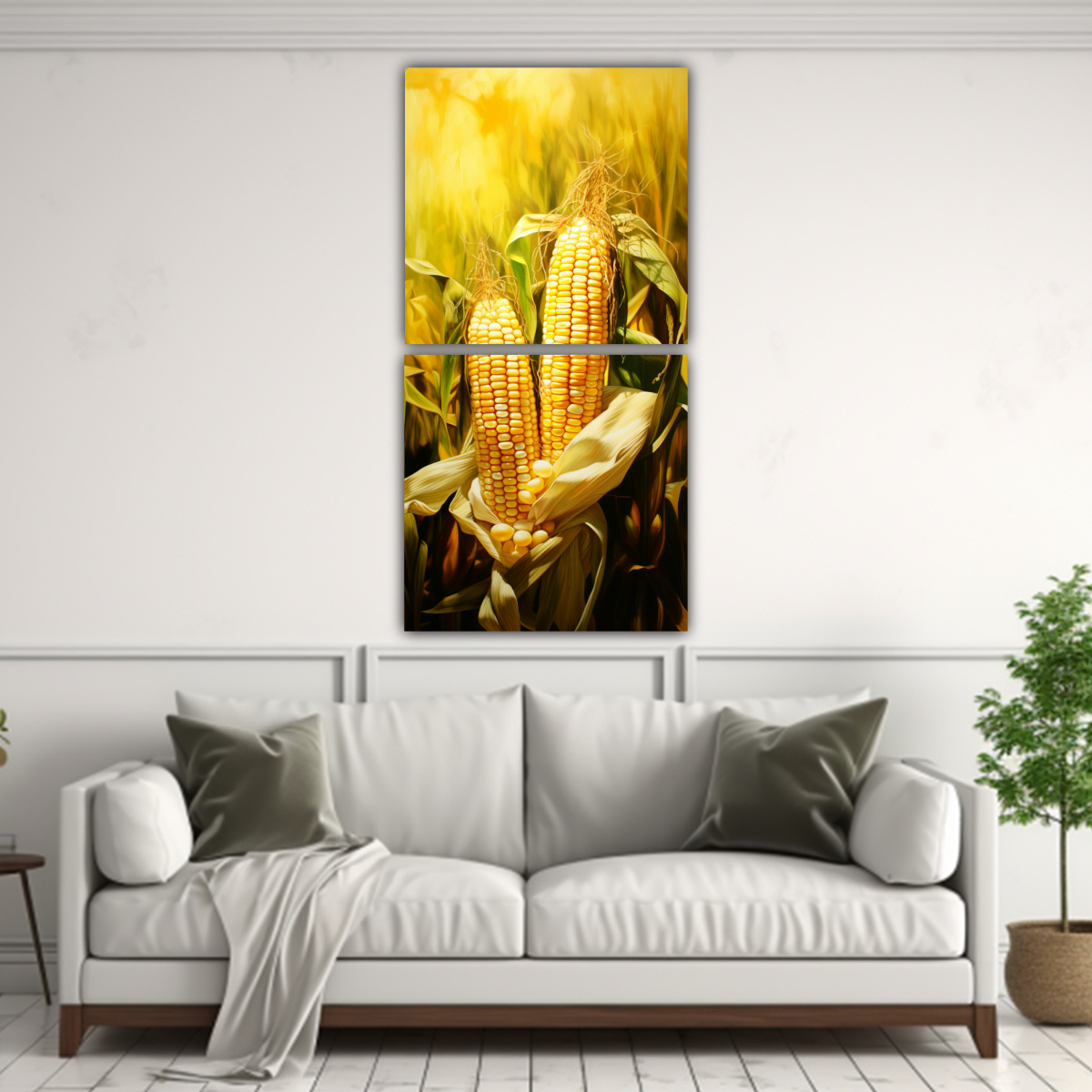 PINTURA ABSTRACTA DE GRANOS DE MAÍZ DETALLADOS 40X80 CM - 2