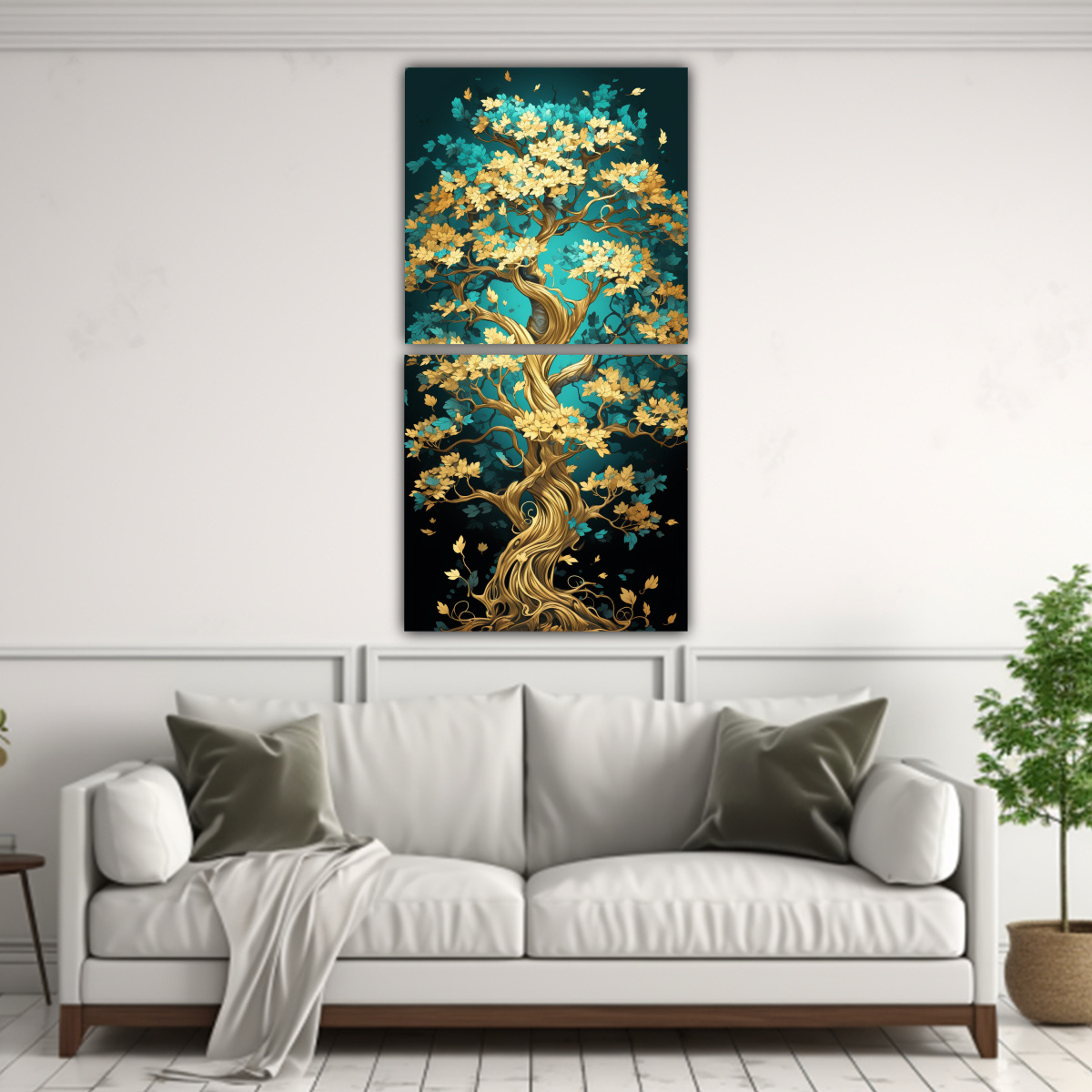 SET 2 LIENZOS MOVIMIENTO ARTE GRÁFICO ÁRBOL EN 80X160 CM - 2