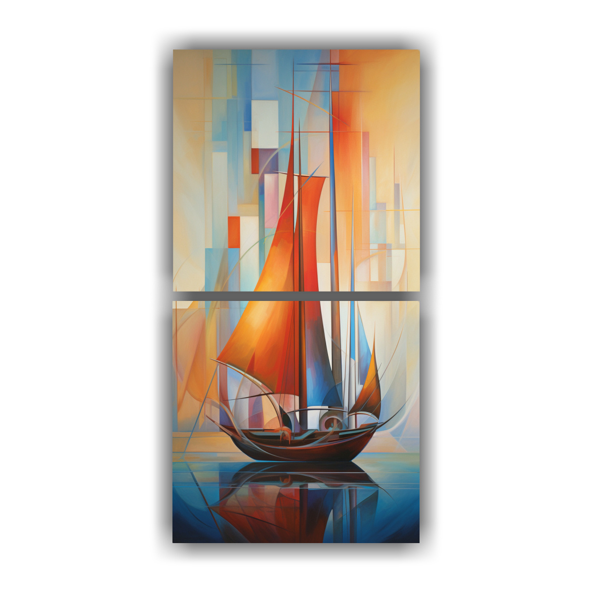 CUADROS ABSTRACTOS DE BARCOS: VENTA DE HERMOSAS 80X160 CM - 1