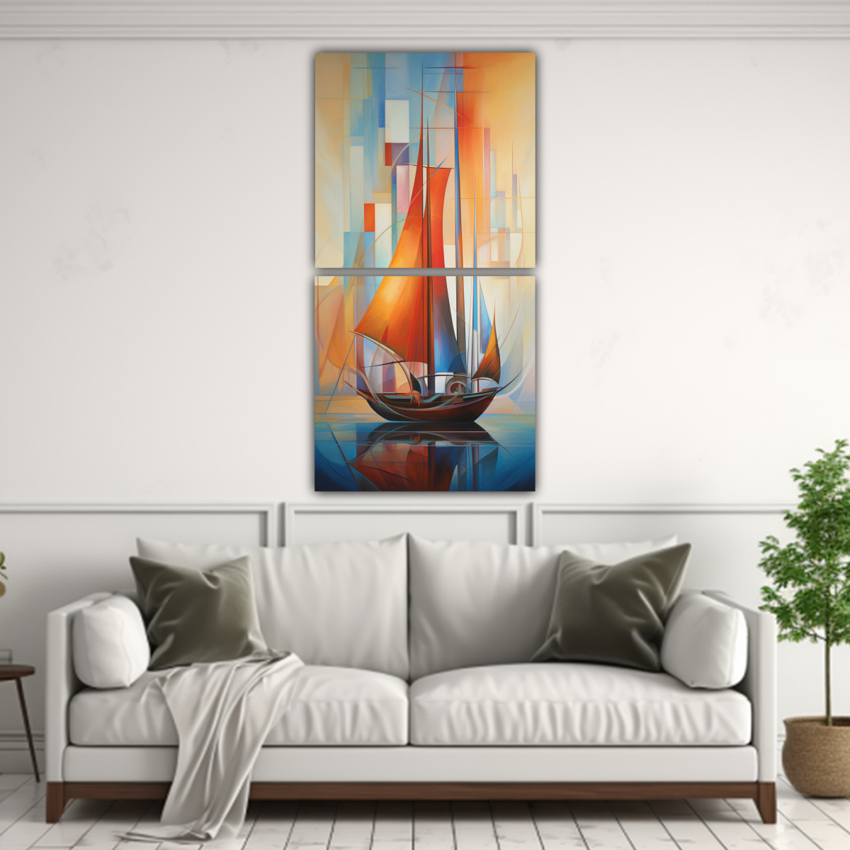 CUADROS ABSTRACTOS DE BARCOS: VENTA DE HERMOSAS 80X160 CM - 2