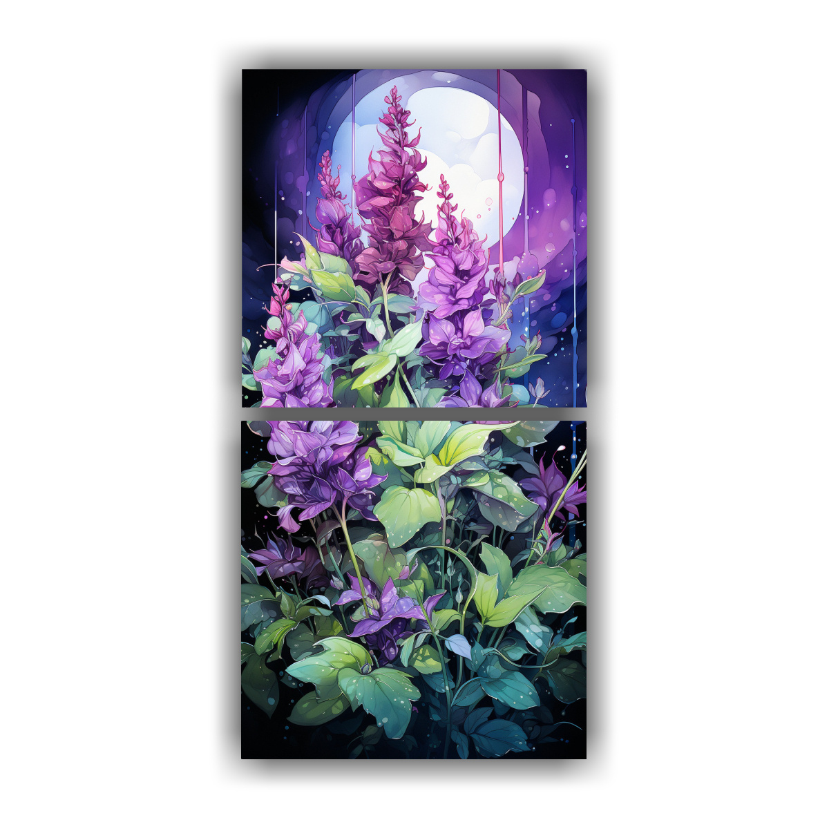 PINTURAS DECORATIVAS DE DOS TELAS EN BASTIDOR, 80X160 CM - 1