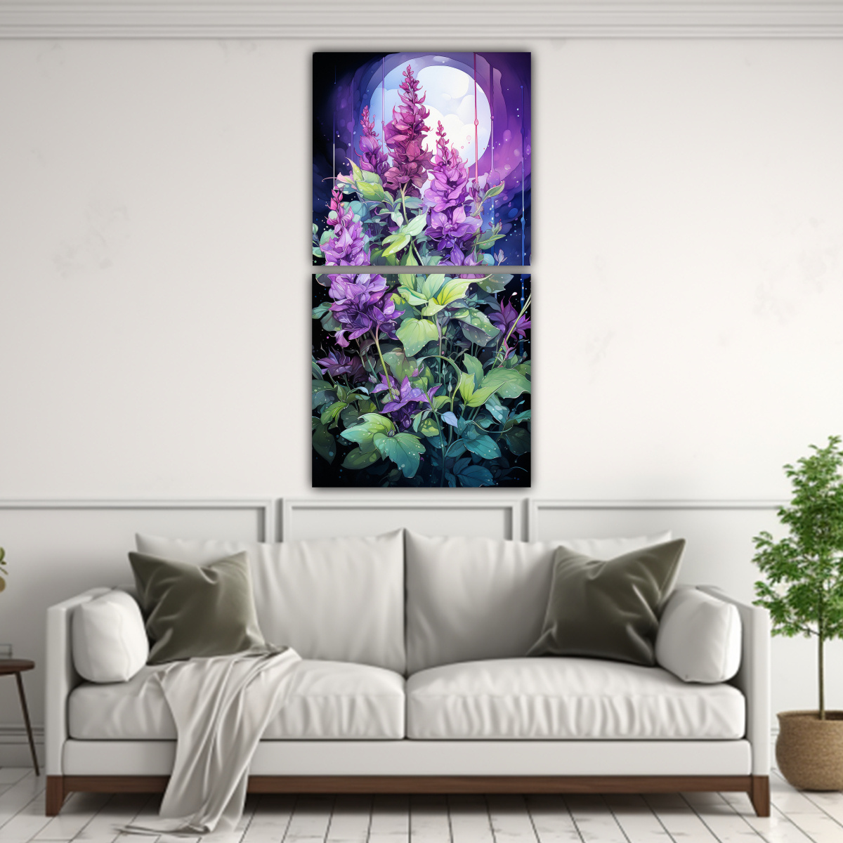 PINTURAS DECORATIVAS DE DOS TELAS EN BASTIDOR, 80X160 CM - 2