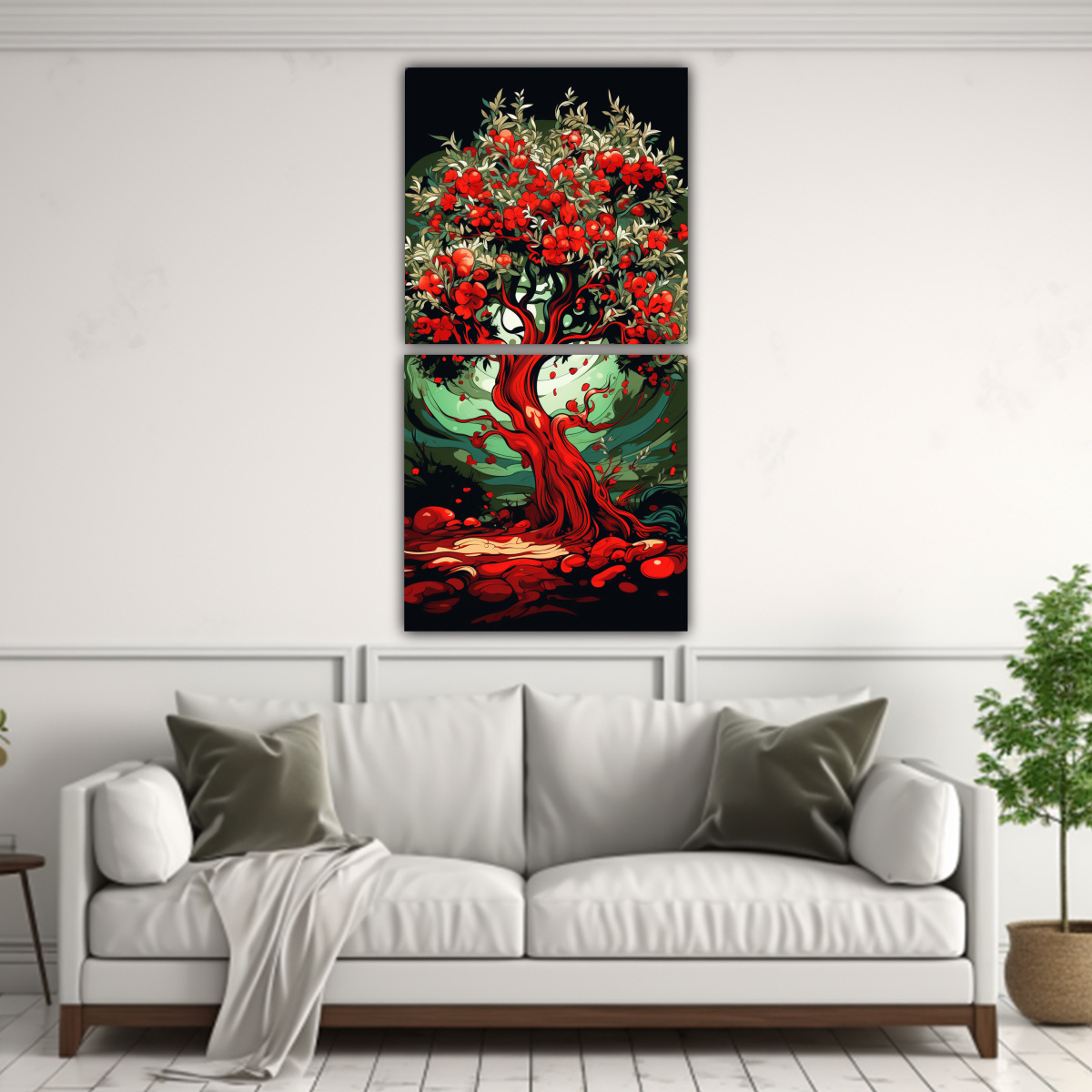 LIENZOS DE TELA DISEÑO ÚNICO DE UN OLIVO EN 20X40 CM - 2