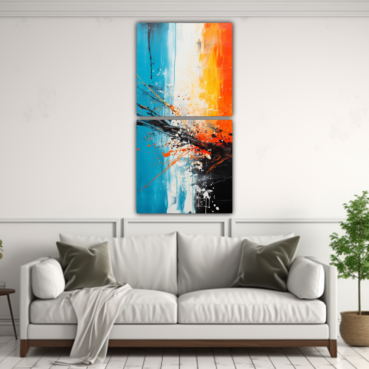 PINTURA ABSTRACTA ESTILO EXPRESIONISTA CON 70X140 CM - 2