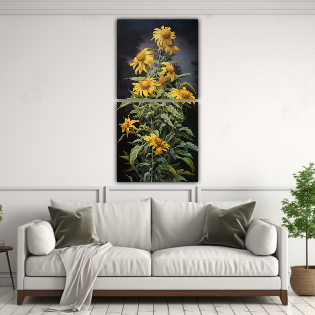 CUADROS BELLEZA FLORES HELIANTHUS TUBEROSUS 60X120 CM - 2
