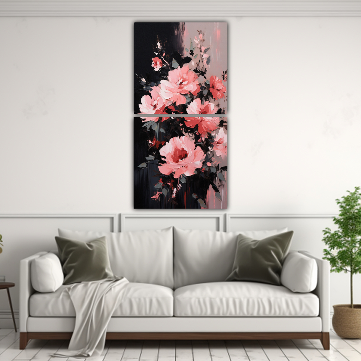 PINTURA EN LIENZO CONCEPTUAL INSPIRACIÓN FLORES 50X100 CM - 2