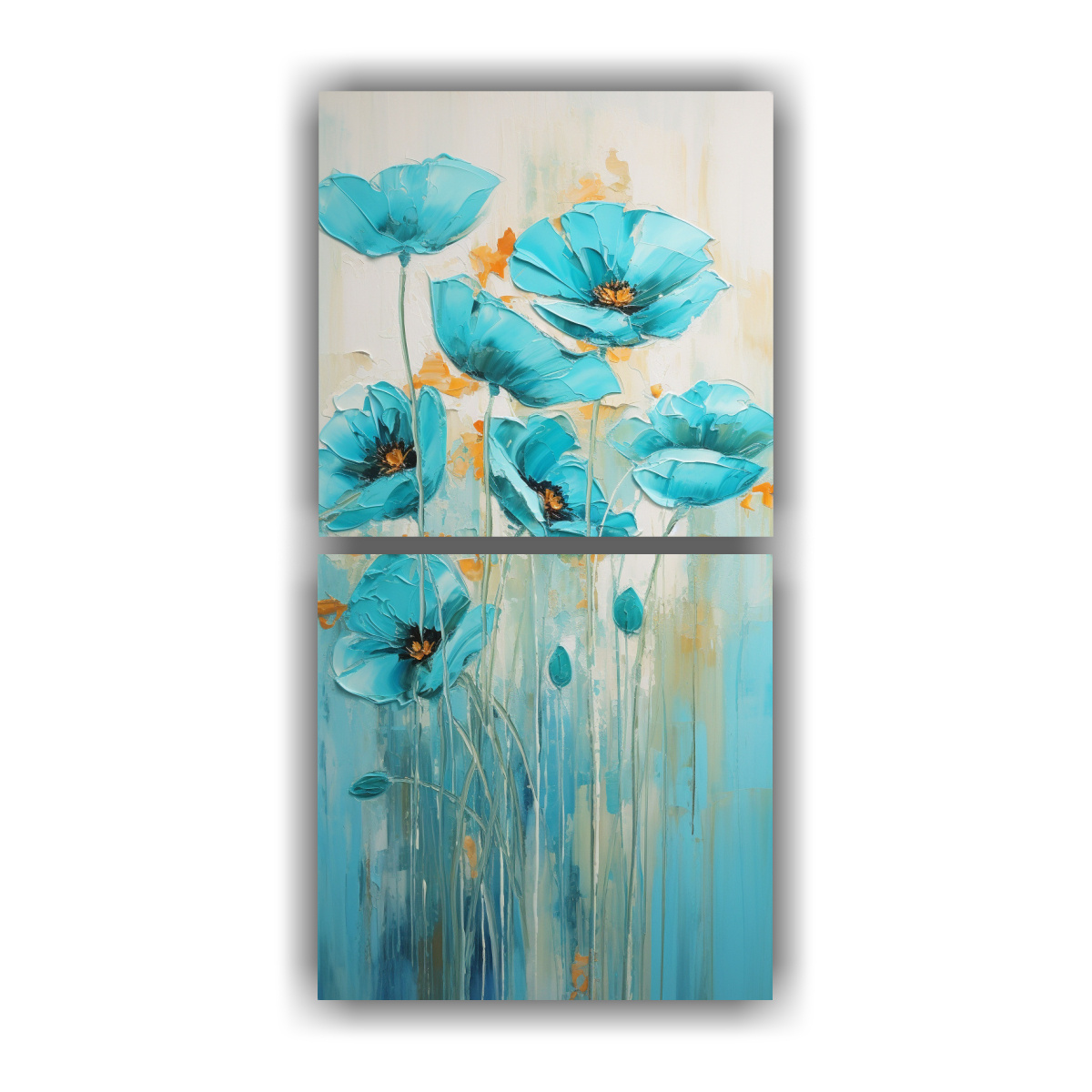 PINTURA EN LIENZO DE 2 BELLAS ARTES ABSTRACCIÓN 50X100 CM - 1
