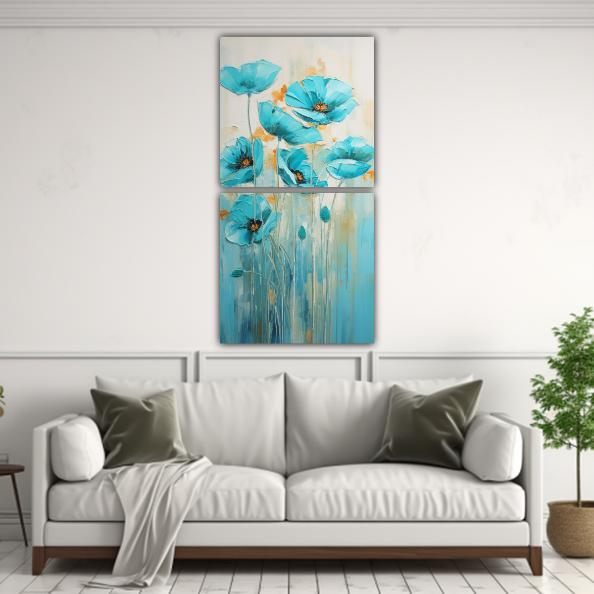 PINTURA EN LIENZO DE 2 BELLAS ARTES ABSTRACCIÓN 50X100 CM - 2