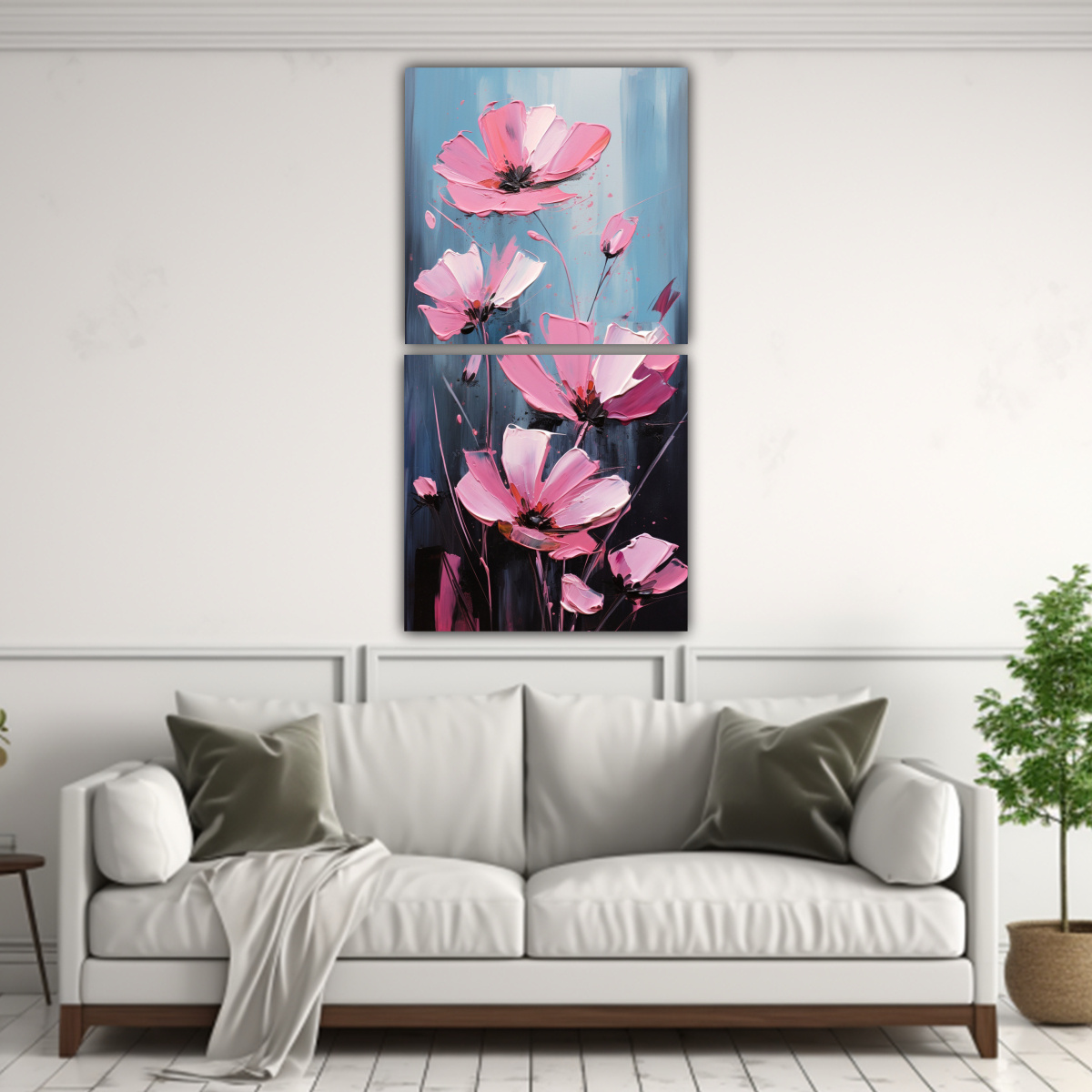 DOS CUADROS VERTICALES ENIGMÁTICOS PINTURA DE 80X160 CM - 2
