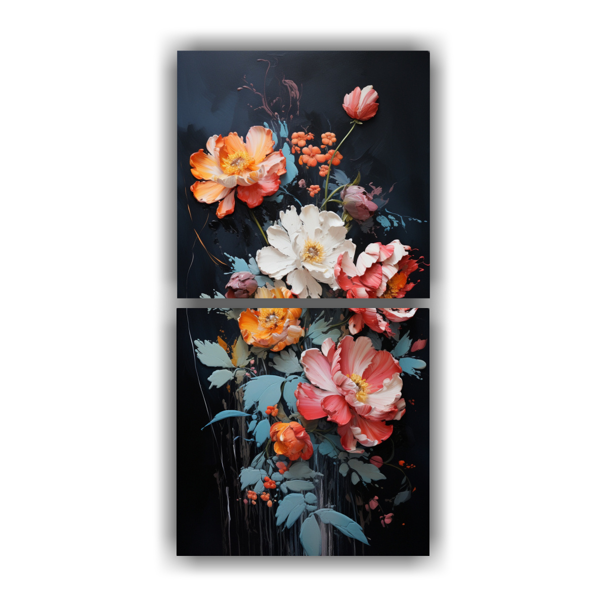PINTURAS DE FLORES NEGRAS EN LIENZO ESTILO 80X160 CM - 1