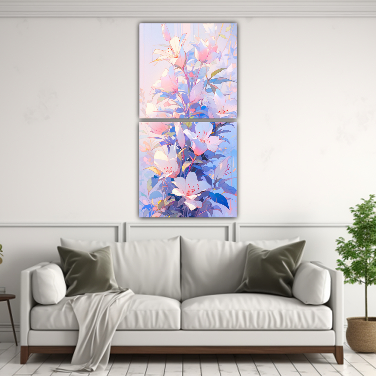 CUADRO TELA CANVAS ENIGMÁTICO COLORES PASTEL 70X140 CM - 2