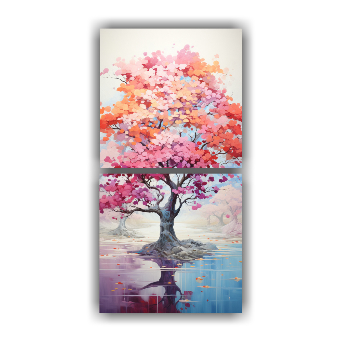 PINTURA ABSTRACTA ESTILO ÁRBOL FORESTAL, COLORES 30X60 CM - 1