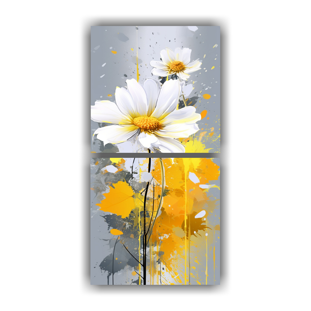DOS ARTE DE PARED ESTILO GALERÍA AMARILLO Y 30X60 CM - 1