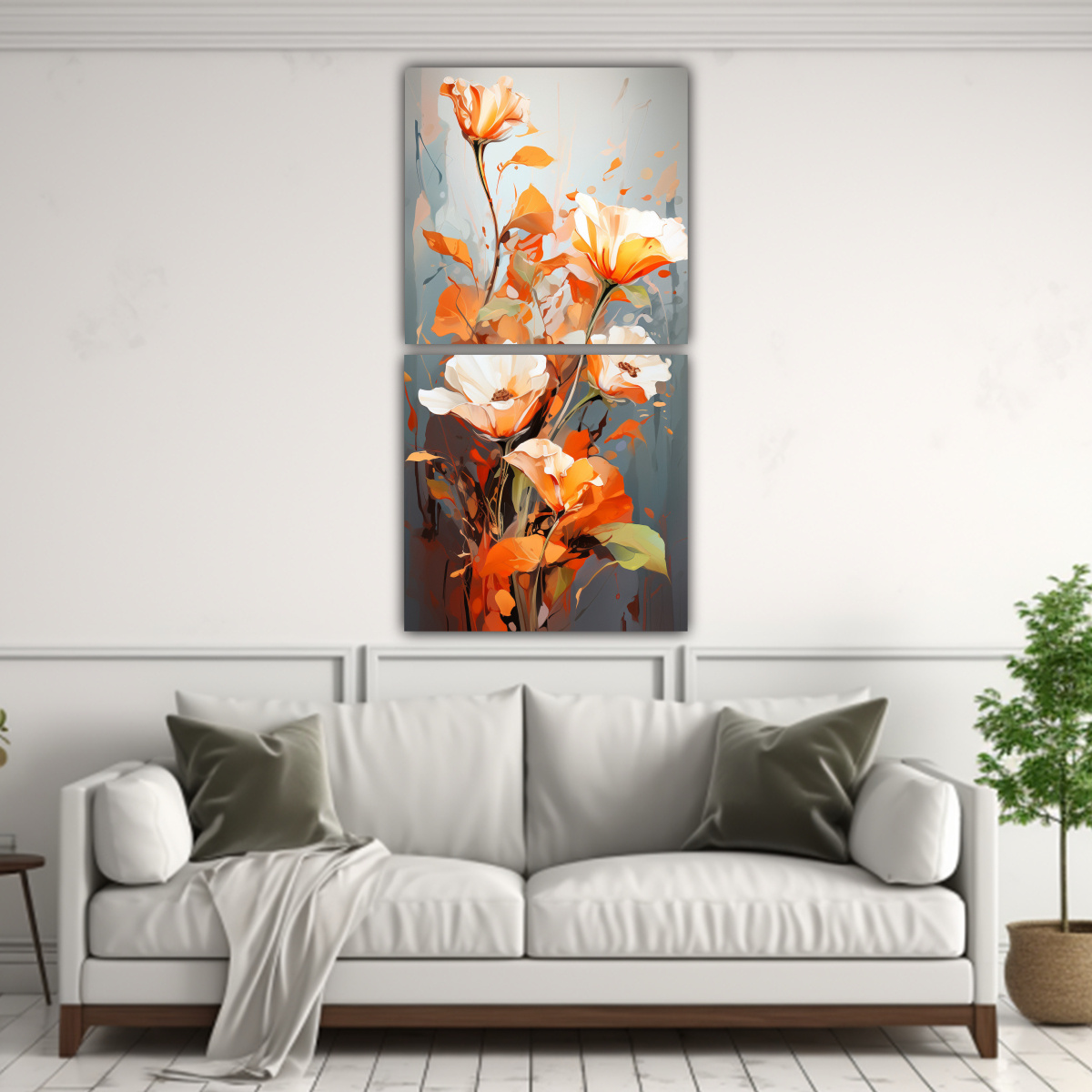 CUADROS PATRÓN INTENSO ELEGANCIA BLANCO Y 40X80 CM - 2